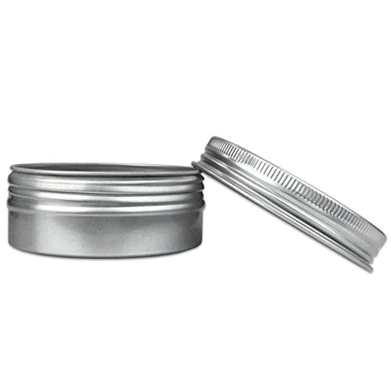 48 Pack (2 Oz/60ml) Screw Top Round Aluminum Tin Cans, Rust-Resistant Metal Tin Storage Jar Containers with Screw Cap for Lip Balm, Cosmetic, Candles Salve Make Up Eye Shadow Powder Candy Tea (Silver)