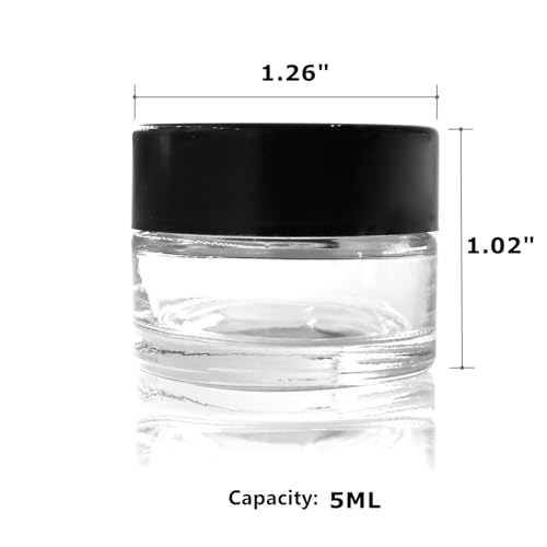 90 Pack 5ml Glass Lip Balm Containers, Small Empty Cosmetic Sample Jars with Lids, Refillable Clear Airtight Glass Jars for Skincare, Lotion, Cream, Wax, Travelling, Retail Store