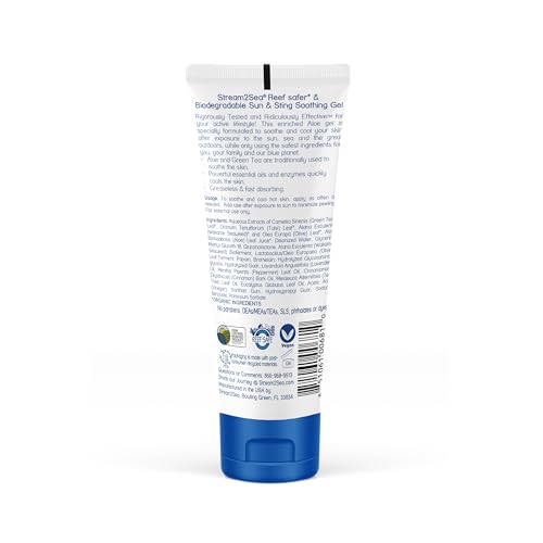 STREAM 2 SEA Sun & Sting Soothing Aloe Gel, Organic Aloe Vera Gel for Face & Body, After Sun Care & Sunburn Relief - Pack of 3
