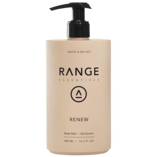 Renew Body Wash, Sandalwood Scent, Moisturizing Hydrating, Gentle Clean, Shower Gel, Paraben-Free, Sulfate-Free, Natural Ingredients, Hyaluronic Acid, Men Women, 450mL (15.2oz)