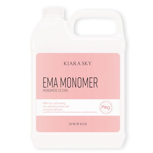 Kiara Sky EMA Monomer - Professional Acrylic Nail Liquid 8 Fl Oz - Self-Leveling & Non-Yellowing