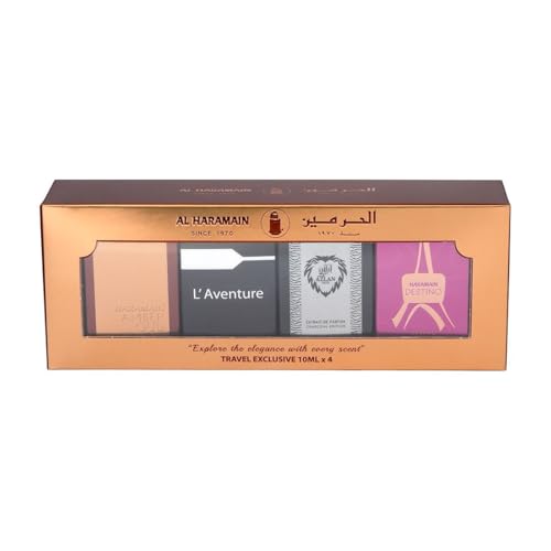 Luxury Fragrance Gift Set 4x10ml - Amber Oud Gold, L'Aventure & More - 0.33 Fl Oz