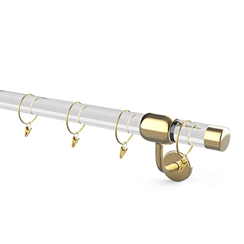 Gold 4FT Acrylic Curtain Rod Set for 48-Inch Windows - Clear Drapery Rod with Brackets