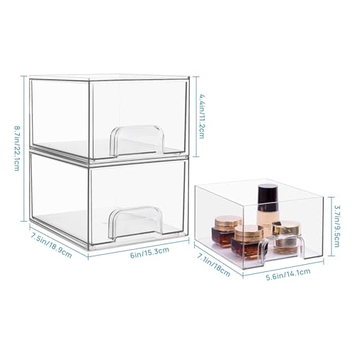 Vtopmart 4Pack 4.4''Tall and 2Pack 12'' Wide Stackable Makeup Organizer Storage Drawers Set
