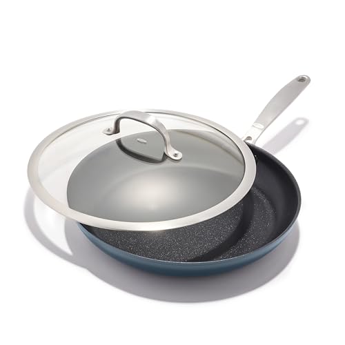 12-Inch Nonstick Frying Pan Skillet with Lid Storm Blue - Durable Ceramic, Hard Anodized, Scratch-Resistant