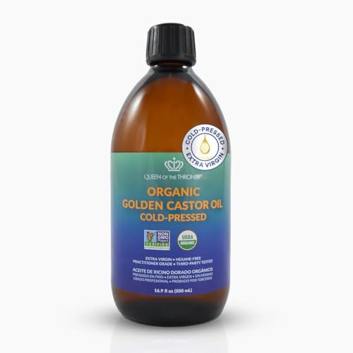 Queen of the Thrones Organic Golden Castor Oil 16.9 oz - Pure Skin & Hair Care