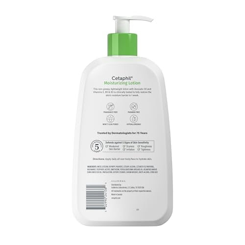 Cetaphil Face & Body Moisturizer, Hydrating Moisturizing Lotion for All Skin Types, Suitable for Sensitive Skin, NEW 20 oz, Fragrance Free, Hypoallergenic, Non-Comedogenic