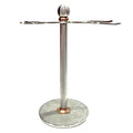 Heavy Duty Viking Style Razor & Brush Stand - Antique Stainless Steel & Brass