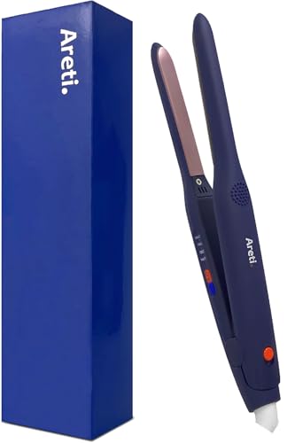 Mini Flat Iron for Bangs & Short Hair - 0.43 Inch Tapered Plate, Fast Heat-up