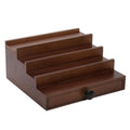 Walnut Cologne Organizer for Men - 4 Tier Wooden Cologne Perfume Display Stand with Drawer and Hidden Compartment, Mens Cologne Holder Shelf for Organizing and Storing