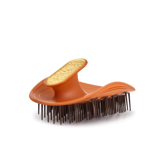 Manta Curls Anti-Breakage Detangling Hairbrush - Orange with Gold, for Curly & Afro Hair