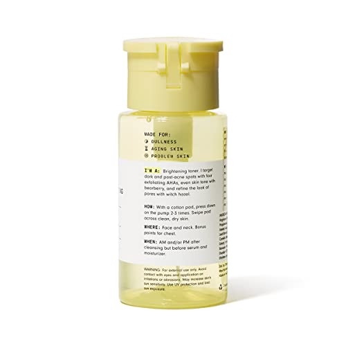 Versed Weekend Glow Daily Brightening AHA Liquid ? Gentle Exfoliating Toner with Vitamin C and Botanicals ? Helps Visibly Improve Skin Clarity and Tone (V1 Weekend Glow - 4 Fl Oz (Pack of 1))