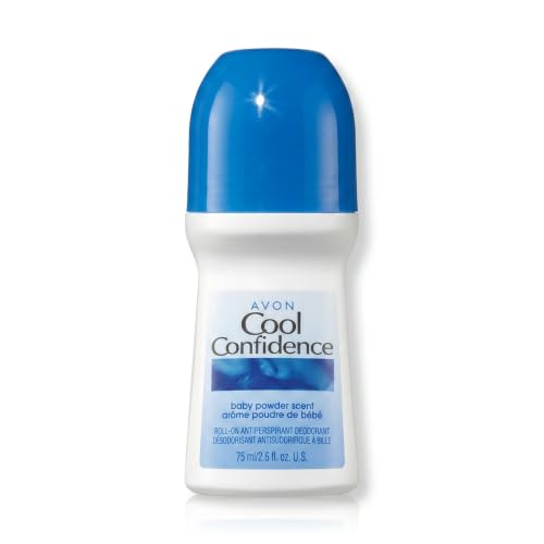 AVON Cool Confidence Baby Powder Roll-On Deodorant 1.7 Fl Oz Pack of 5