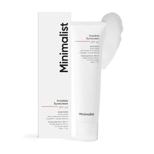 Minimalist SPF 40 Water Resistant Invisible Sunscreen Gel | Ultra Light Gel | No White Cast | Sweat Resistant | PA+++ | With Tomato Extract, Squalane and Jojoba Seed Oil | For Women & Men | 50 gm