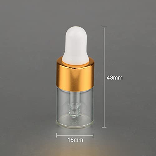 Wresty 50 Pcs Clear Glass Dropper Vails 2ml Mini Essential Oils Sample Dropper Bottles For Traveling Essential Oils Perfume Cosmetic Liquid,With 2 pcs dropper (Pack of 2)