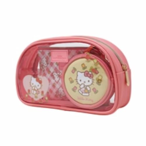 Impressions Vanity Hello Kitty 3 Piece Makeup Bag Set Includes Large, Medium, and Small Pouches, a Stylish Makeup Organizer Bag with Nested Design, and a Travel Cosmetic Bag for Women (Pink)