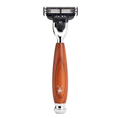 MÜHLE VIVO Plumwood 3-Blade Razor - Traditional Safety Shaver, Gillette Compatible