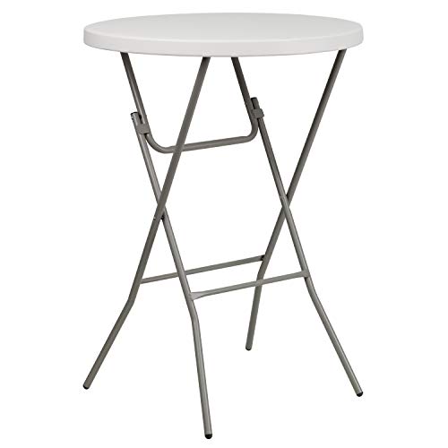 2.63 ft Plastic Round Folding Bar Table - White, Portable for Events