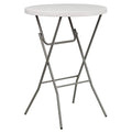 2.63 ft Plastic Round Folding Bar Table - White, Portable for Events