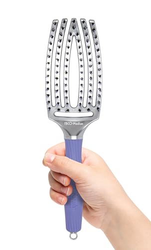 Olivia Garden Medium Fingerbrush Combo Vented Paddle Brush for Blow Drying - Ionic & Boar Bristles