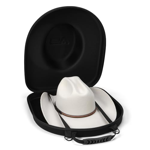 Anysiny Cowboy Hat Travel Case - Black, Crush Proof, Fits 2 Hats with Adjustable Straps