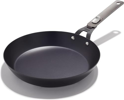 OXO 10-Inch Pre-Seasoned Carbon Steel Frying Pan Skillet with Detachable Handle