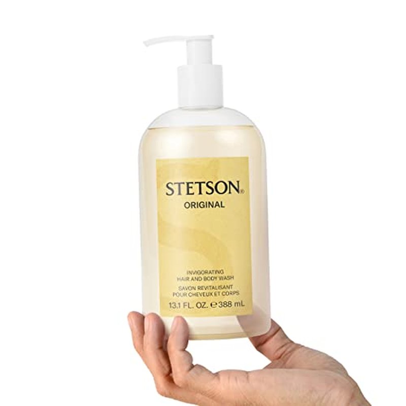 Coty Scent Beauty Stetson Original Invigorating Hair and Body Wash - Earthy, Woody, Casual and Masculine Aroma with Fragrance Notes of Citrus, Patchouli, and Tonka Bean - 13.1 Fl Oz