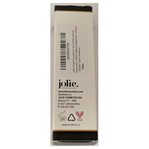 Jolie Tinted Foundation Face Primer SPF 20 Sunscreen, Subtle Radiance/Supreme Hydration - All Skin Types (Medium)