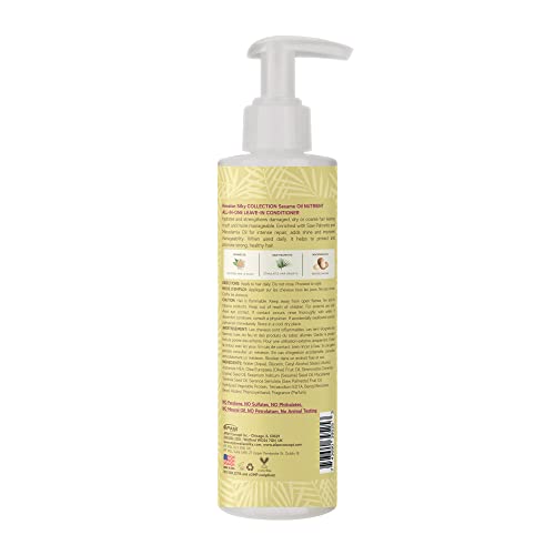 Hawaiian Silky Vegan Sesame Oil All-In-One Nutrient Leave-In-Conditioner with Saw Palmetto & Macadamia Oil 8 FL OZ - Hydrate, Strengthen & Protect for all Hair Types