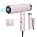 Foldable Hair Dryer with Negative Ions - Pink, High-Speed 110K RPM Ionic Blow Dryer for Fast Drying