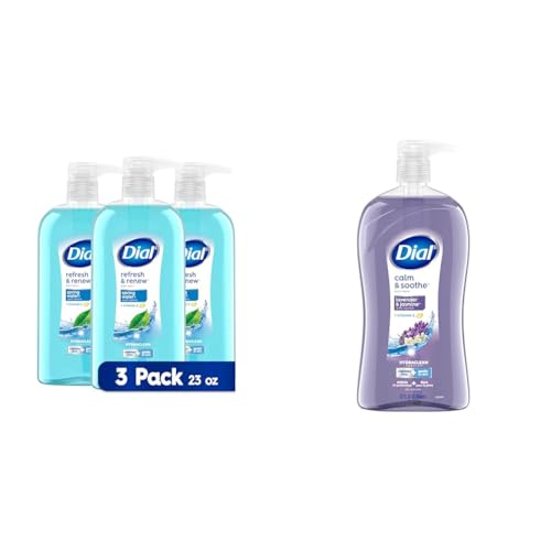 Dial Body Wash, Refresh & Renew Spring Water, 23 fl oz & Body Wash, Calm & Soothe Lavender & Jasmine Scent, 32 fl oz