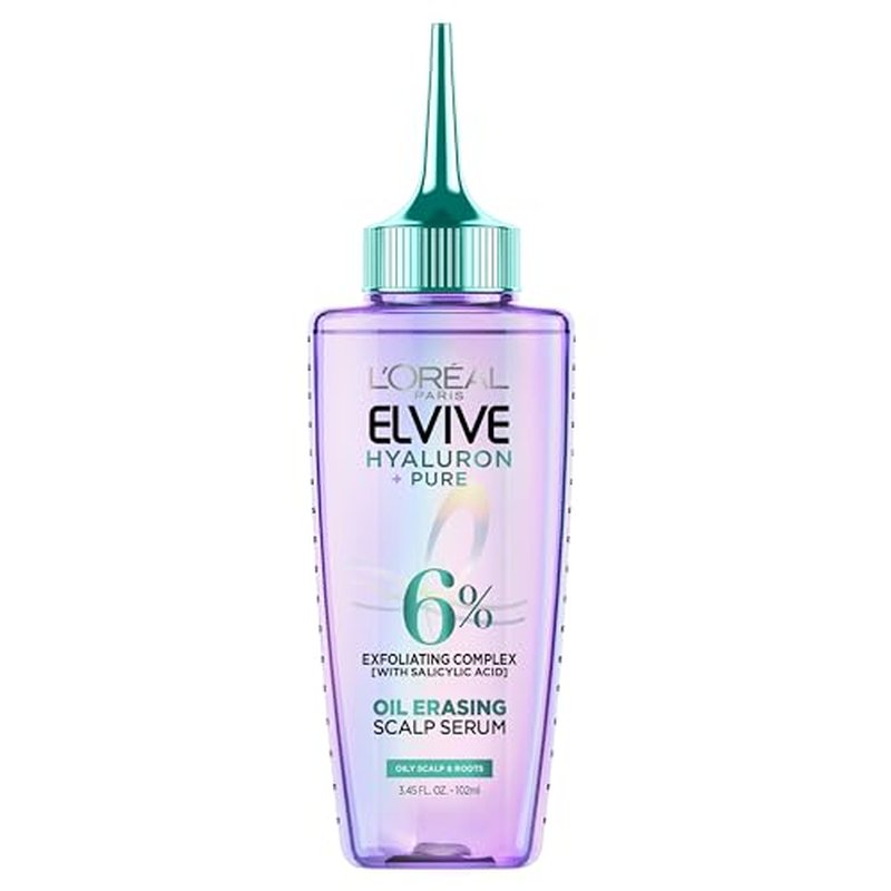L'Oreal Paris Elvive Hyaluron + Pure Oil Erasing Scalp Serum with Salicylic Acid For Oily Hair, 3.45 Fl Oz