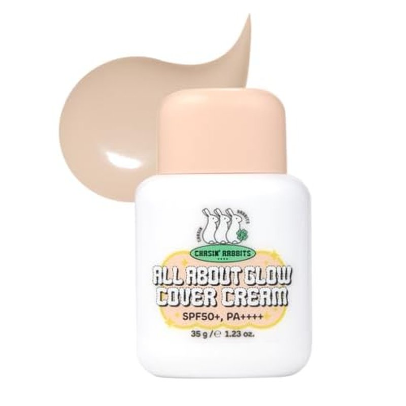 CHASIN' RABBITS All About Glow Cover Cream 1.23 Oz, Lightweight, Hydrating, Long-Lasting Radiance for a Flawless Glow, Smooth Skin Texture, Vegan, Korean Makeup