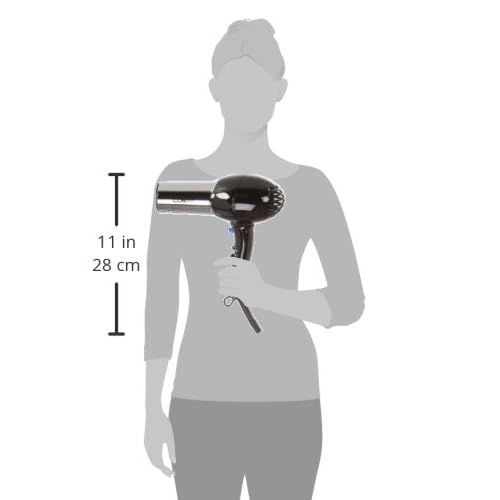 Conair Hair Dryer, 1875W Full-Size Hair Dryer with Ionic Conditioning, Blow Dryer, Tourmaline Ceramic Technology for Quick Drying, Black/Chrome