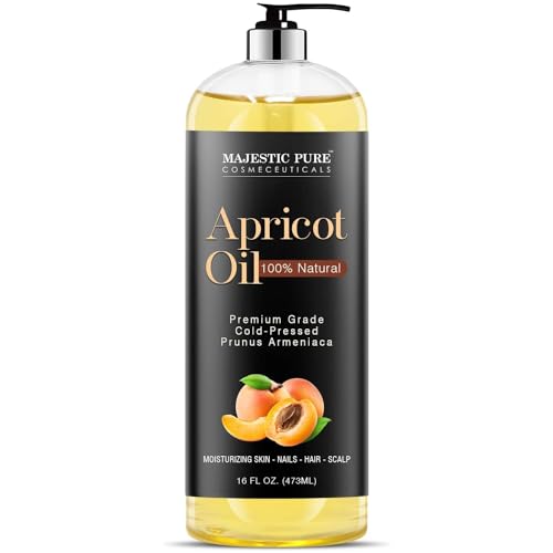 MAJESTIC PURE Apricot Oil, 100% Pure and Natural, Cold-Pressed, Apricot Kernel Oil, Moisturizing, for Skin Care, Massage, Hair Care, and to Dilute Essential Oils, 16 fl oz