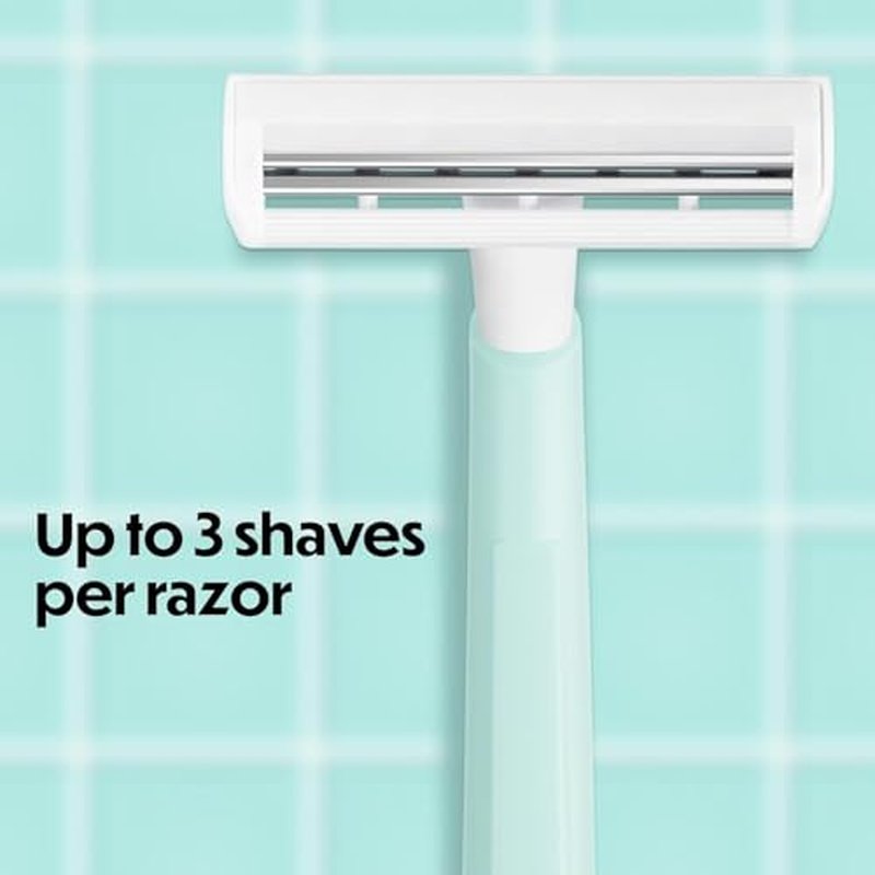 BIC Silky Touch Women's Disposable Razors, With 2 Blades, Pretty Pastel Razor Handles, 40 Count Value Pack of Shaving Razors