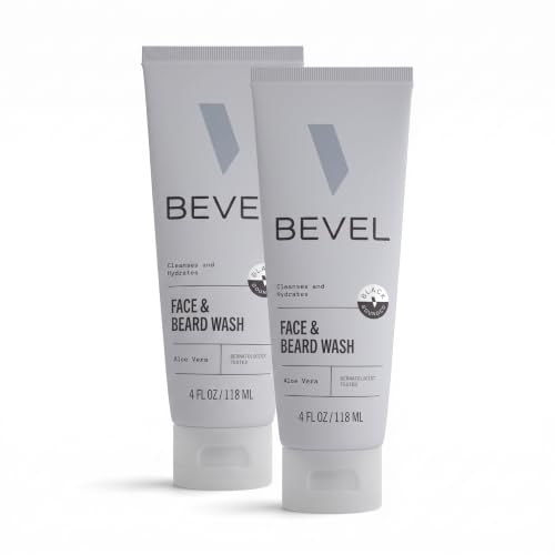 Men's Face & Beard Wash with Witch Hazel & Aloe Vera - 4 Fl Oz Pack of 2 - Hydrating & Brightening