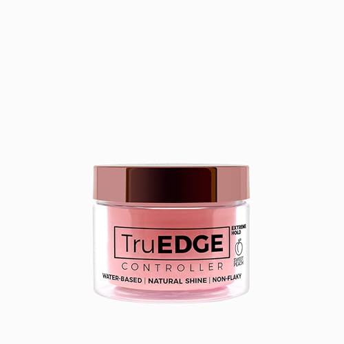 NICKA K NEW YORK Tyche TruEDGE Plus Controller ? 100ml / 3.38 fl oz ? Water-Based, Black Castor Oil & Hemp Seed Oil ? Long-Lasting Hold, Non-Flaky, Natural Shine, 8 Fragrances (HETR11 Sweet Peach)