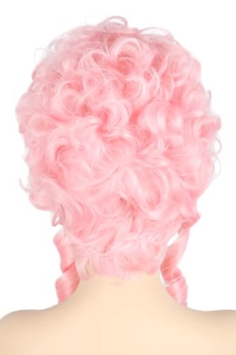 Pink Powdered Beehive Drag Queen Wig for Women Girls - Renaissance Bouffant Short Curly