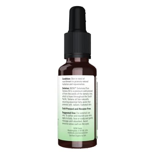 NOW Foods Solutions, Organic Tamanu Oil, Certified Organic and 100% Pure, Promotes Hydration and Rejuvenation, 1-Ounce