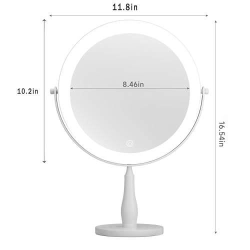Rechargeable 11.8x16.5 Inch Makeup Mirror with 3 Lights, 1X/10X Magnification - White