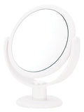Danielle Creations 6.75-Inch Portable Double-Sided Makeup Mirror, 10x Magnification, No-Slip, 360° Rotation, 9.3" x 7.3" White
