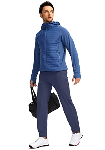 Men's Golf Pants - Stretch Sweatpants with Zipper Pockets, Medium Navy