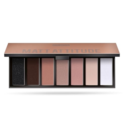 7-Shade Eyeshadow Palette with Matte Satin Metallic Colors - High Pigment, Blendable, Cruelty-Free