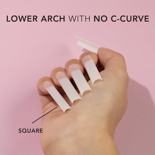 Non C-Curve Square Nail Tips Double XL Natural 500 Pack - Flawless Long-Lasting Extensions