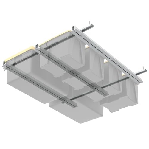 WALMANN Overhead Garage Storage Rack with Ceiling Bin Rails - White