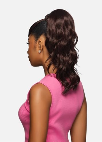 Layered Body Curl Ponytail with Side Swept Bang 99J Red Burgundy Wine - Hair Extension