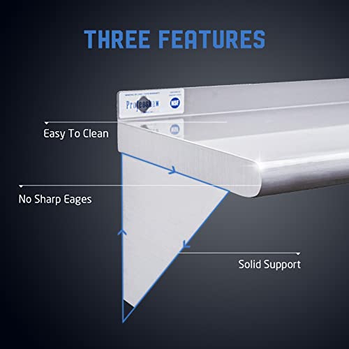 NSF Stainless Steel Wall Shelf 14 x 60 in - Profeeshaw, Commercial Wall Mounted Shelf