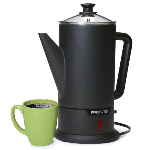 Cordless 12-Cup Stainless Steel Coffee Percolator - Black, Rapid Brew