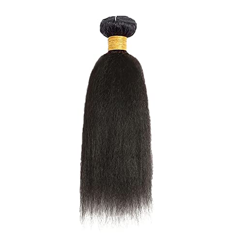26 Inch Yaki Straight Human Hair Bundles 1B Natural Black Kinky Straight